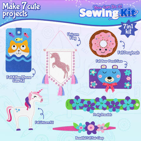 7 in 1 Sewing Kits for Kids 8-12