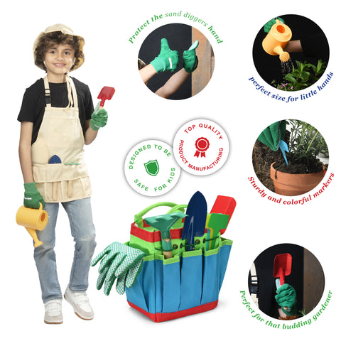 Kids Gardening 12 Pc. Tools Set with Tote Bag