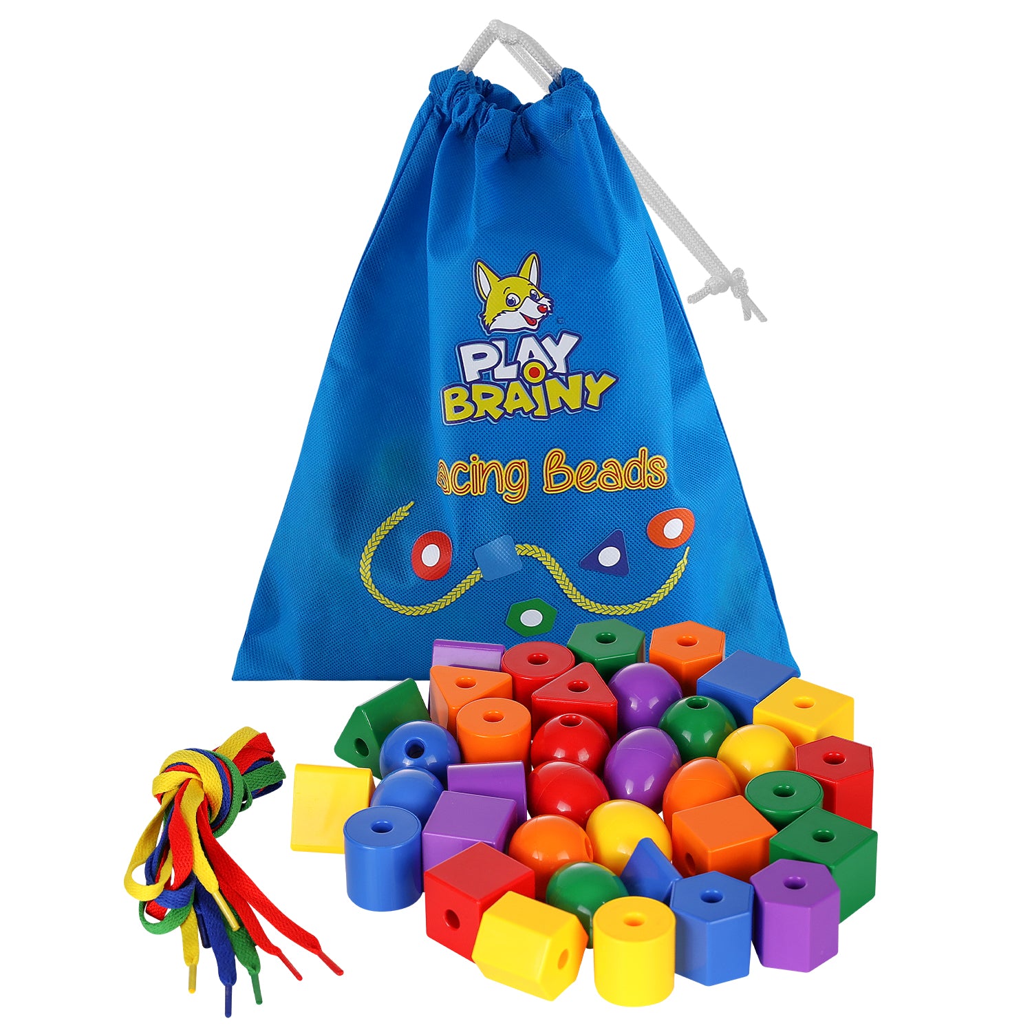 TOODOO String Beads with 100 Beads, 10 Strings and Lacing Beads Set for  Toddlers Preschool Learning Occupational Autism