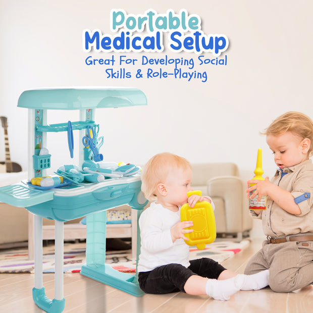 Play Brainy 23-Piece Kids Doctor Playset Converts to a Rolling Storage Suitcase