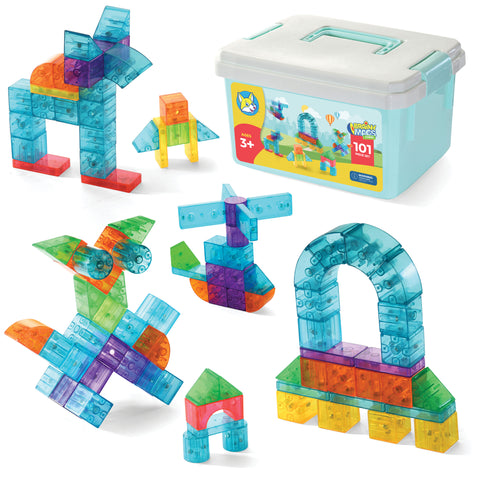 Play Brainy 101 Pieces Magnetic Cubes for Kids - 3D Building Blocks Se