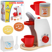 Play Brainy™ Pretend Coffee Maker Set – 7 Pieces (Fun Toy for Toddlers) Made of Wood