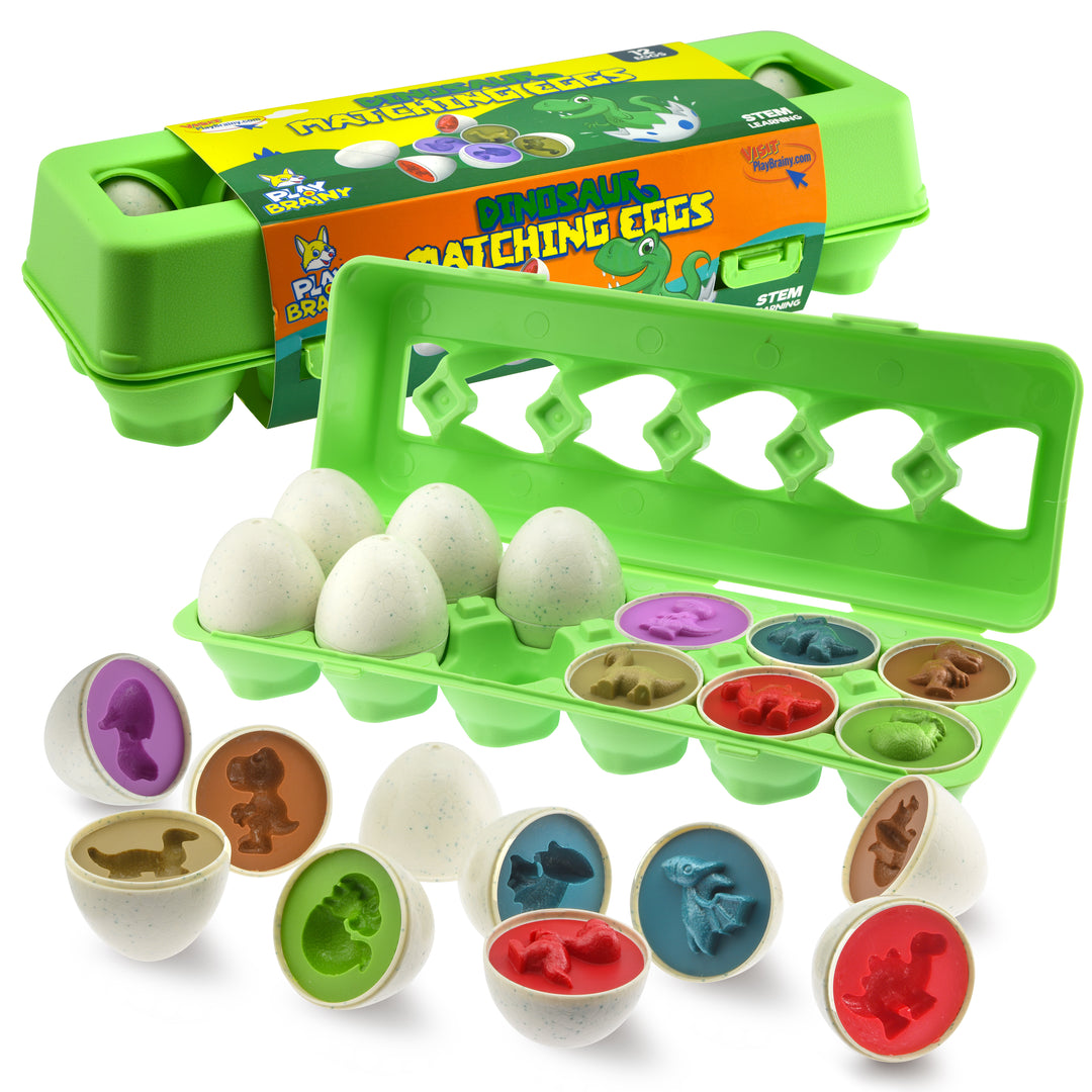 Play Brainy™ Dinosaur Matching Eggs Toy Set – 12 Pieces (Educational S