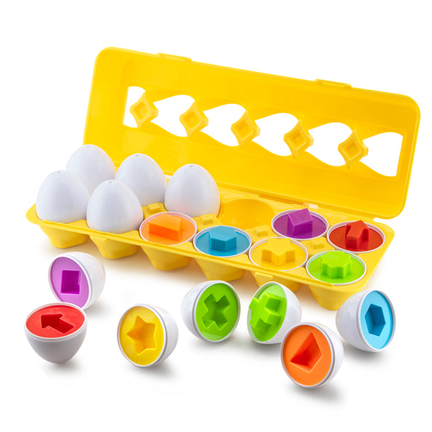 Play Brainy™ Shape and Color Matching Eggs –Educational STEM Toy for Toddlers and Preschoolers –