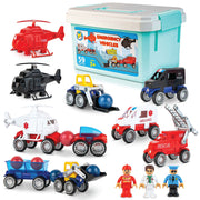 Magnetic Emergency Vehicle Toy Set - 59Pcs Rescue Team & Car Toys