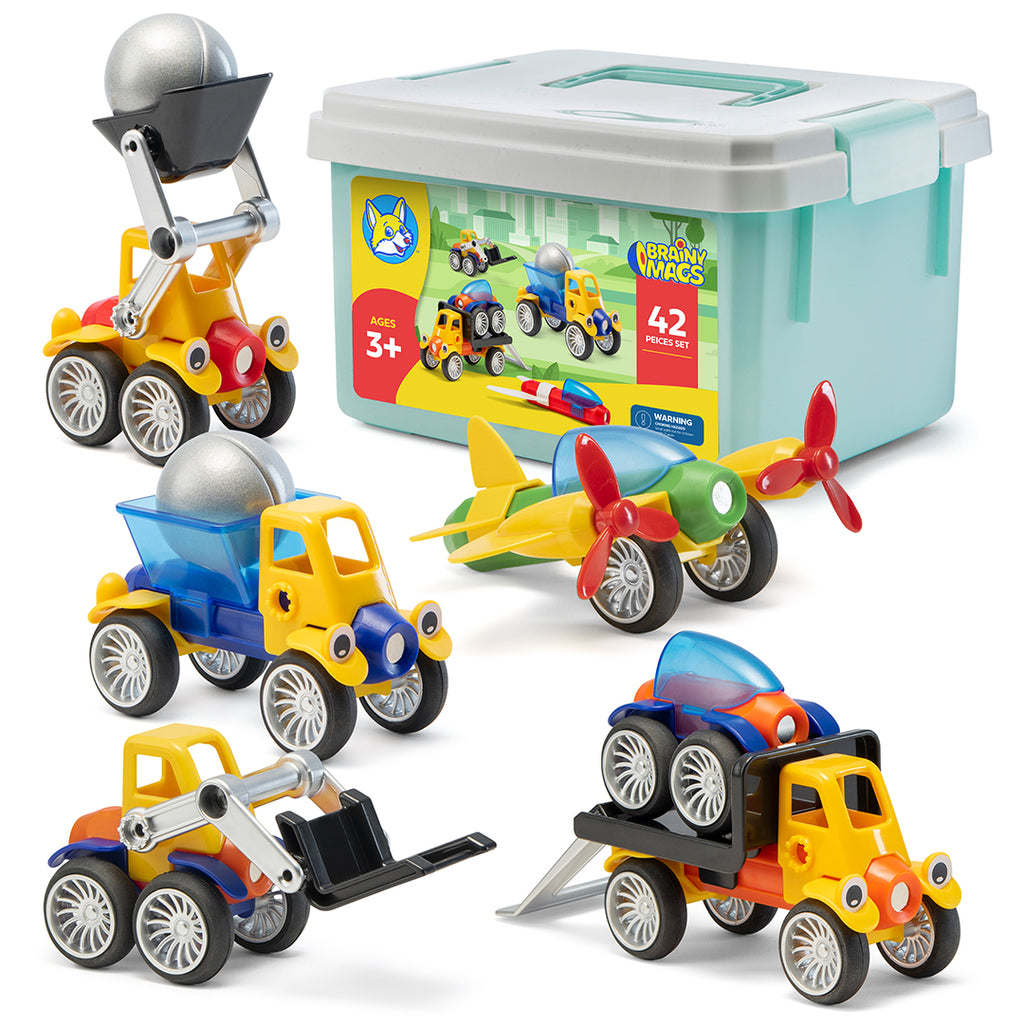 ユリカピ【美品】メトロ　マインドイレイザーと時の汽車セット Play Brainy™ Magnetic Toy Cars Set – 42 Pieces (Montessori Educational