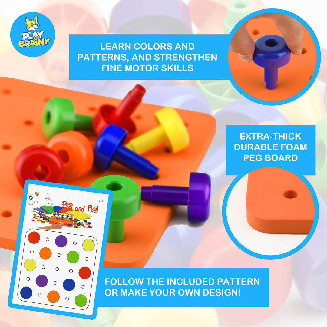 30pcs Stacking Peg Board Set Toy,Tuddler Toddler Peg Board Sensory Toys Educational Gift 30 Pegs And Drawstring Backpackfine Motor Skills Toys Educational Toys - View #11