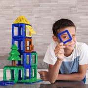 BRAINY MAGS BUILD Kids Building Set - Arthur's Mini Cabin Set  with 41-Piece Magnetic Building Tiles