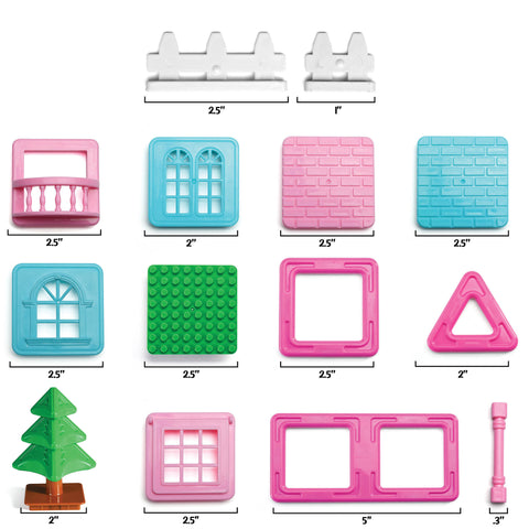 BRAINY MAGS BUILD Kids Building Set - Isabella's Mini House Set  with 39-Piece Magnetic Building Tiles