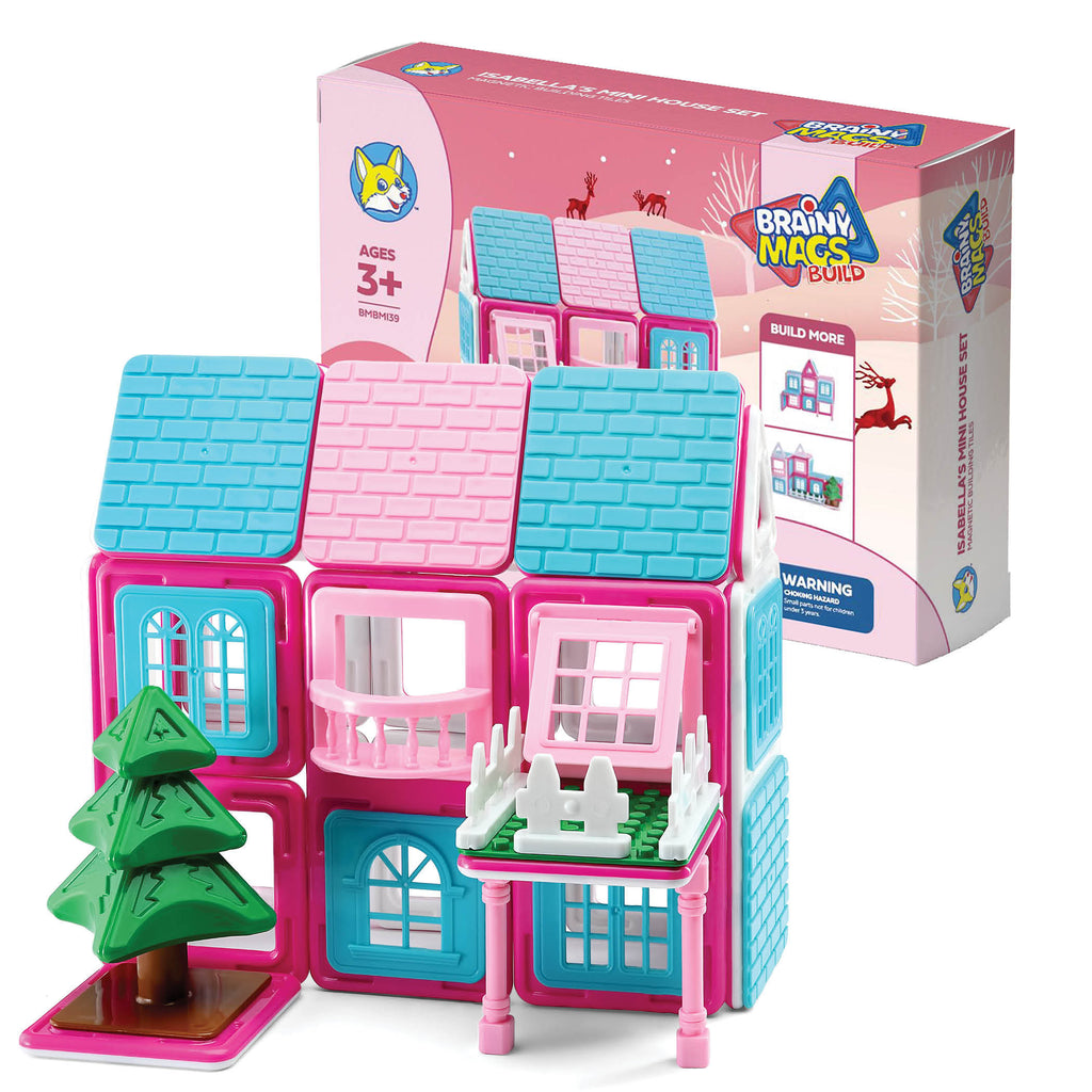 Play Brainy™ Isabella's Mini House Kids Building Set – 39 Pieces (Magnetic Building Tiles) BRAINY MAGS BUILD