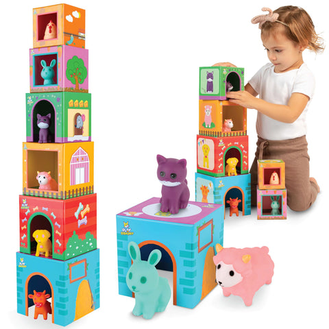 Play Brainy™ Farm Animal Sorting and Stacking Toy – 12 Pieces (Montess