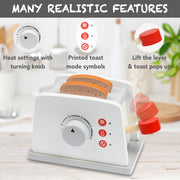 Play Brainy™ Pretend Pop Up Toaster Toy Set with Kitchen Accessories – 8 Pieces (Fun Toy for Toddlers) Made of Wood